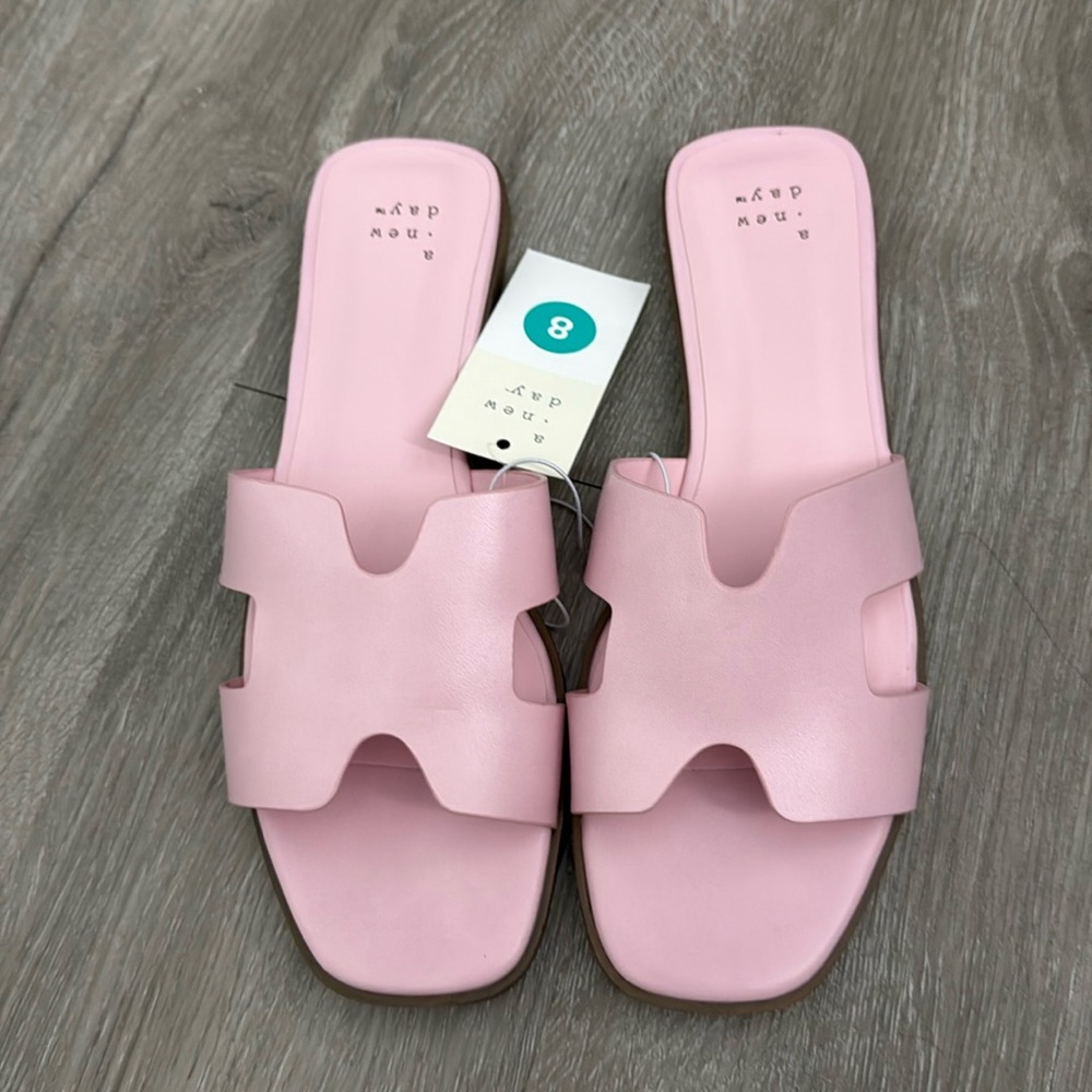 A New Day Women’s Nina H Band Sandals, Pink, Size 8, NEW with Tags